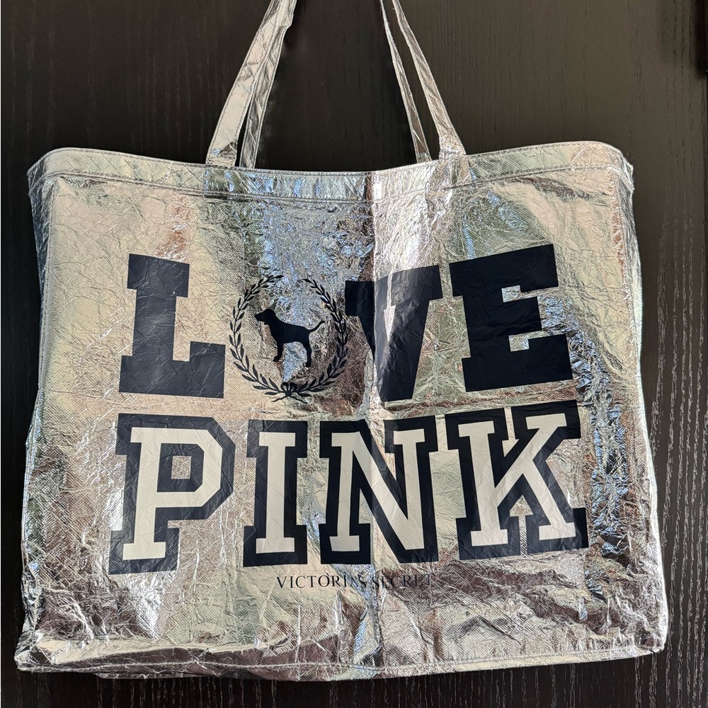 Victoria's Secret Black & Silver Reusable Shopping Bag